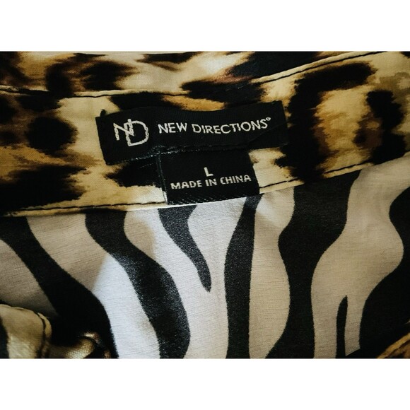 New Direction Women's Sleeveless Printed Woven Blouse Size L, Zip Zebra - Picture 6 of 8